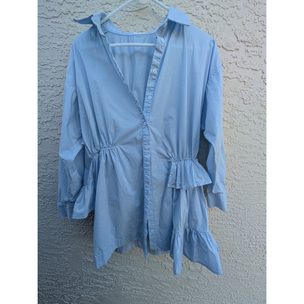 Aureum Shift Mock Neck Sleeveless Blue‎ Dress S  Boho
